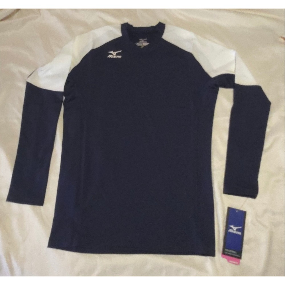 Mizuno DryLite Long Sleeve Volleyball Jersey Navy Blue White XS NWT